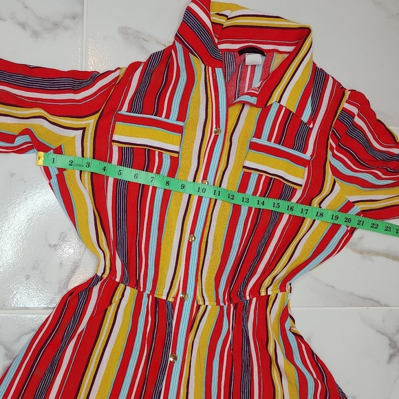 Strip multi color button down maxi shirt dress - Picture 8 of 13